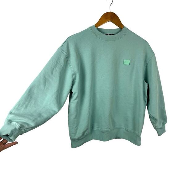 Acne Studios Fairah Face Patch Cotton Sweatshirt Mint Size XXS - Picture 4 of 16
